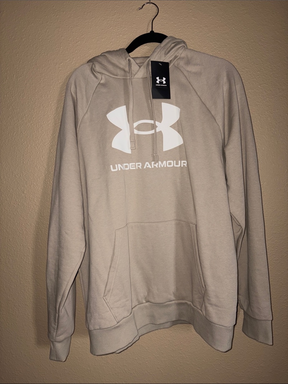 Under Armour Men’s Hoodie in Light Beige with White Logo